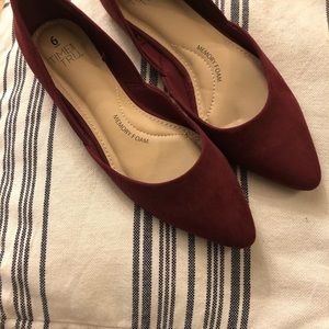 Burgundy suede flats